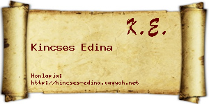 Kincses Edina névjegykártya